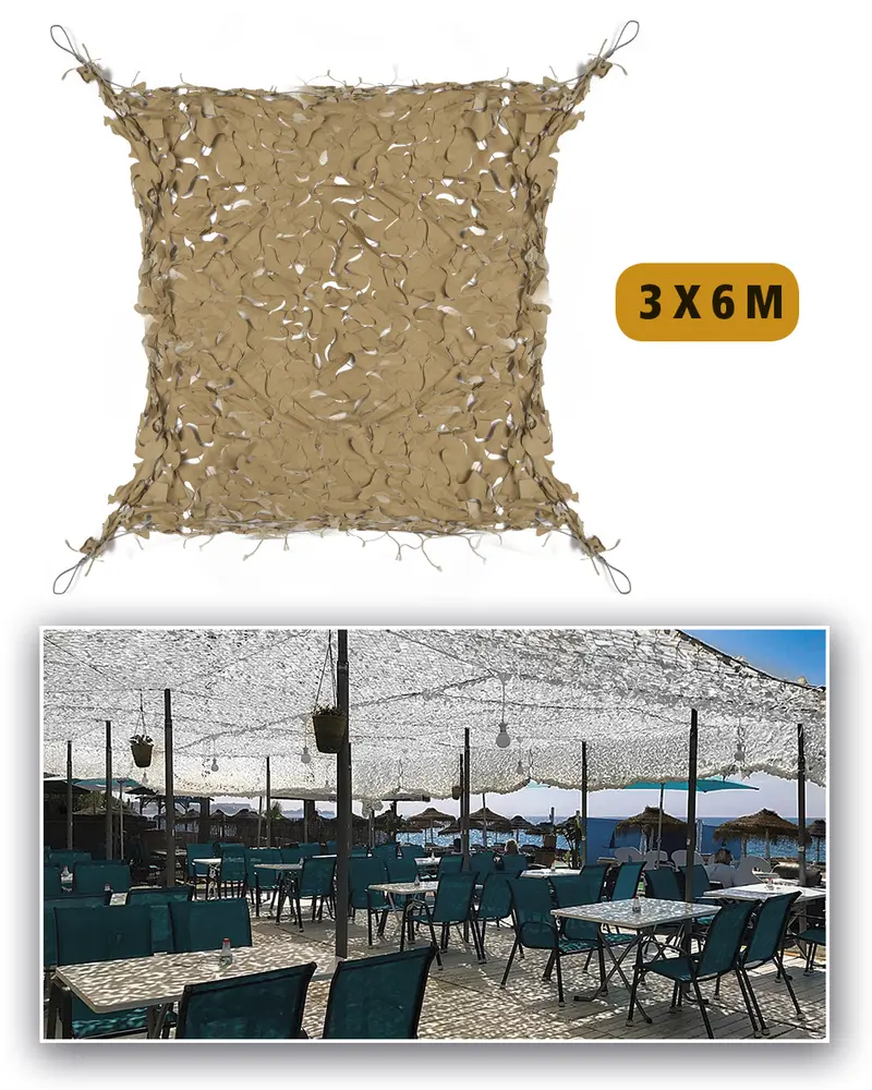 Mil-Tec Netz Broadleaf Toldo Vela Sombra 3x6m Desert - Protección Solar Exterior