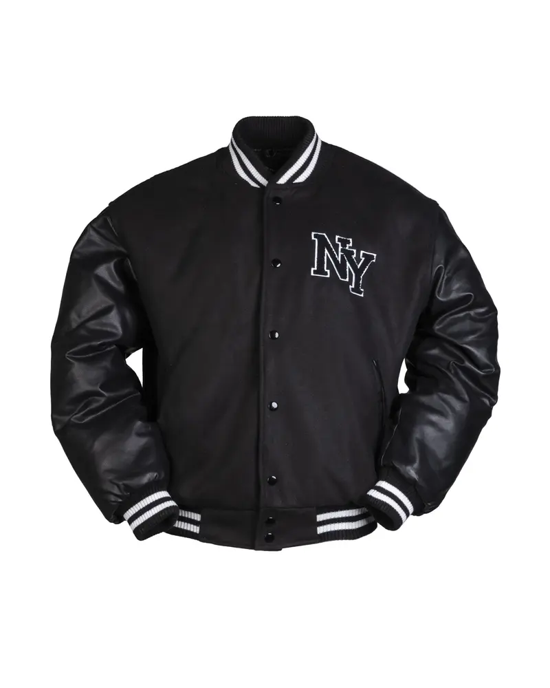 Mil-Tec NY Baseball Jacket M.Patch Schwarz - Chaqueta Béisbol Negra con Parche