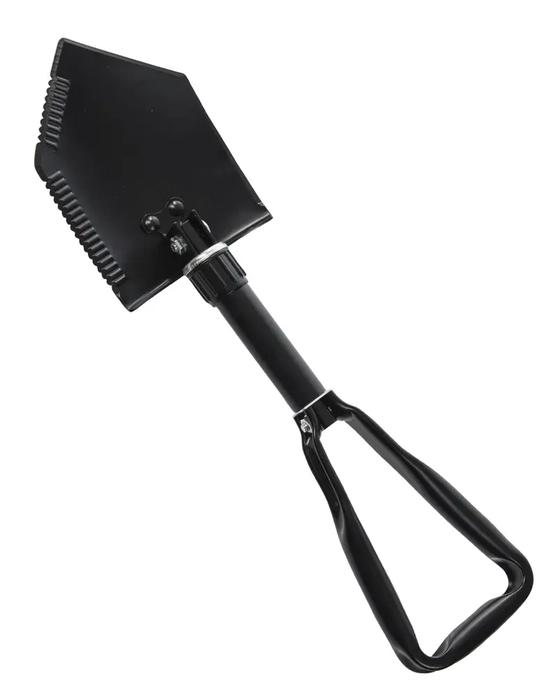Mil-Tec Pala Plegable Táctica Triple con Funda - Acero 2,5mm Negro