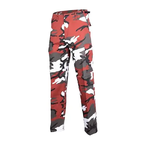 Mil-Tec Pantalones Ranger BDU Red Camo - Pantalón Táctico Militar Camuflaje Rojo