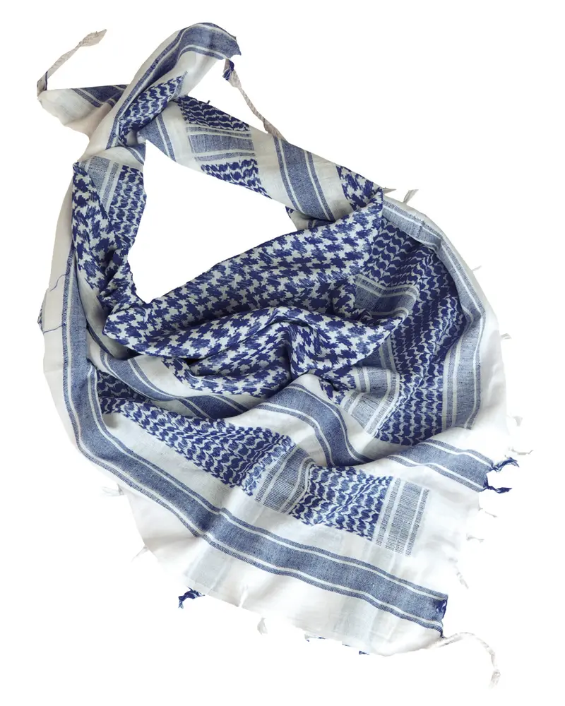Mil-Tec Pañuelo Shemagh 110x110cm Blanco y Azul - Multiusos Táctico y Outdoor