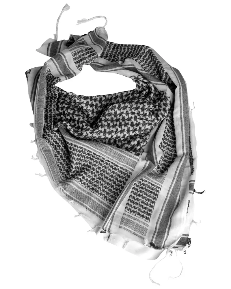Mil-Tec Pañuelo Shemagh Árabe 110x110cm Blanco y Negro - Protección Táctica Multiuso