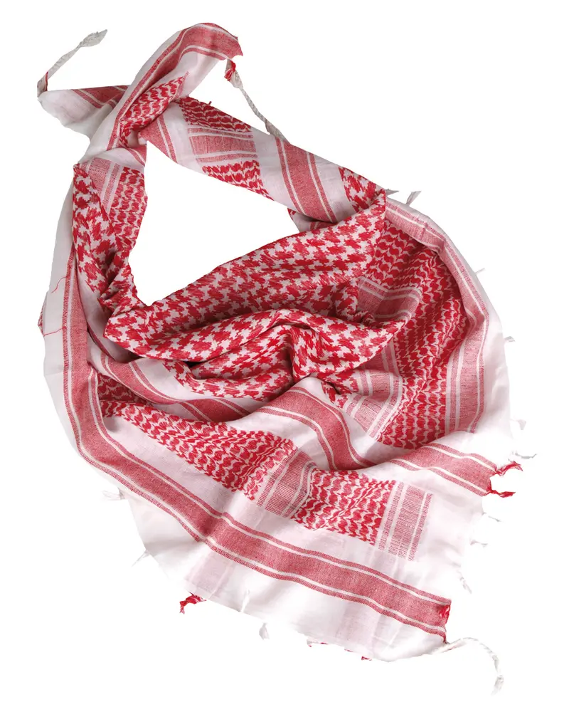 Mil-Tec Pañuelo Shemagh Táctico 110x110cm Blanco y Rojo - Multiuso Outdoor