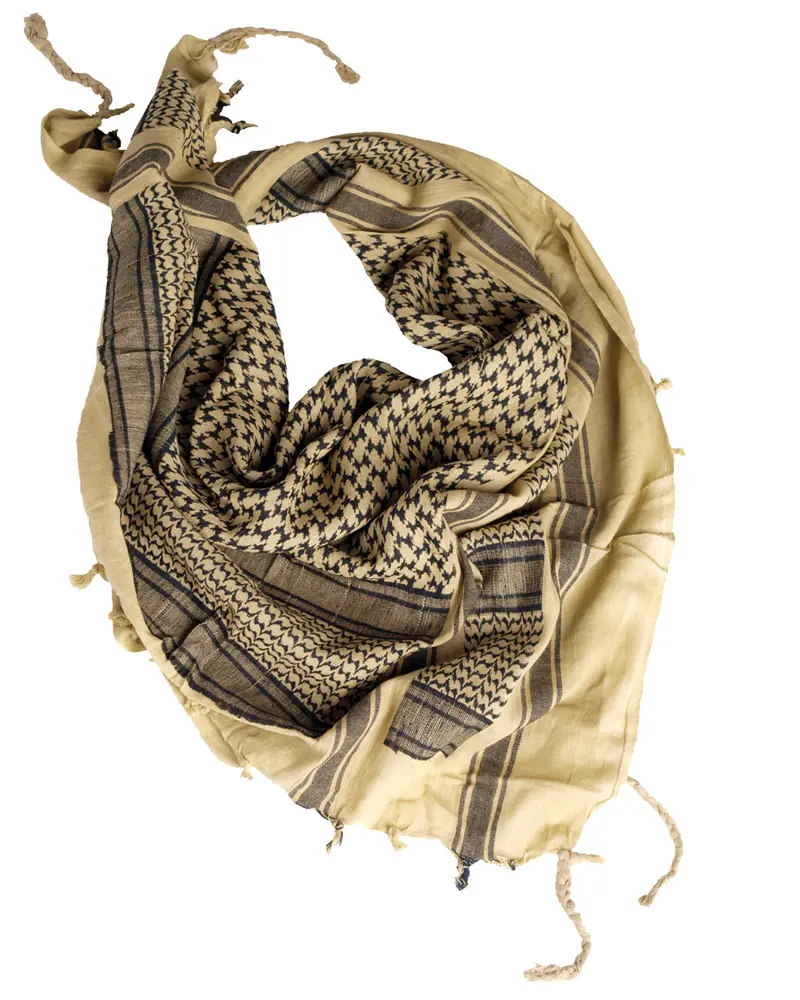 Mil-Tec Pañuelo Shemagh Táctico 110x110cm Khaki Negro - Bufanda Multiuso Outdoor