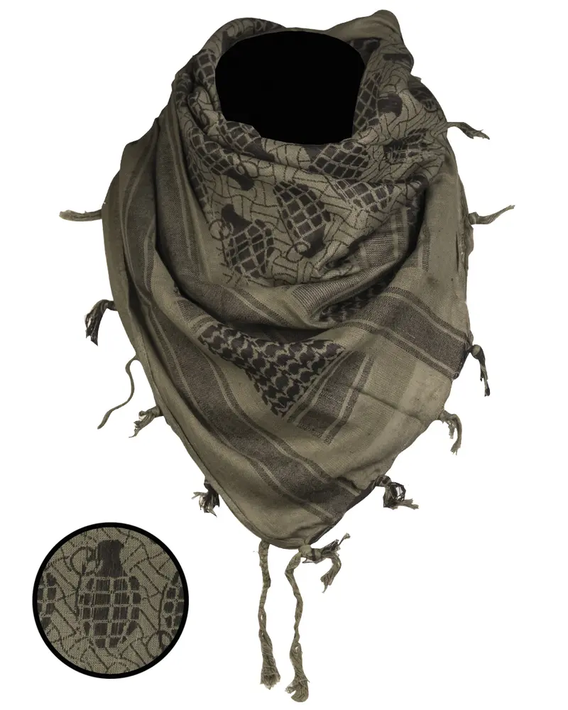 Mil-Tec Pañuelo Shemagh Táctico 110x110cm Oliva/Negro - Kufiya Militar Multiusos