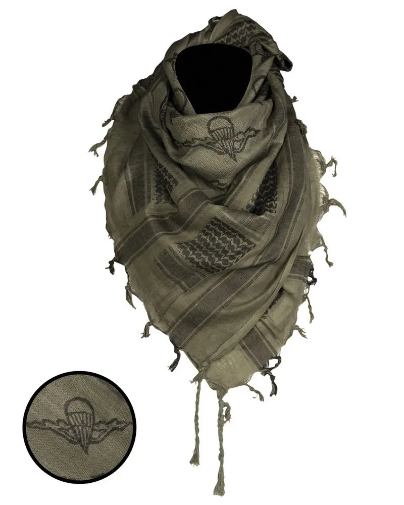 Mil-Tec Pañuelo Shemagh Táctico 110x110cm Verde Oliva y Negro Paracaidista