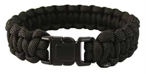 Mil-Tec Paracord Muñequera 22mm Negro Talla L - Pulsera Supervivencia Táctica