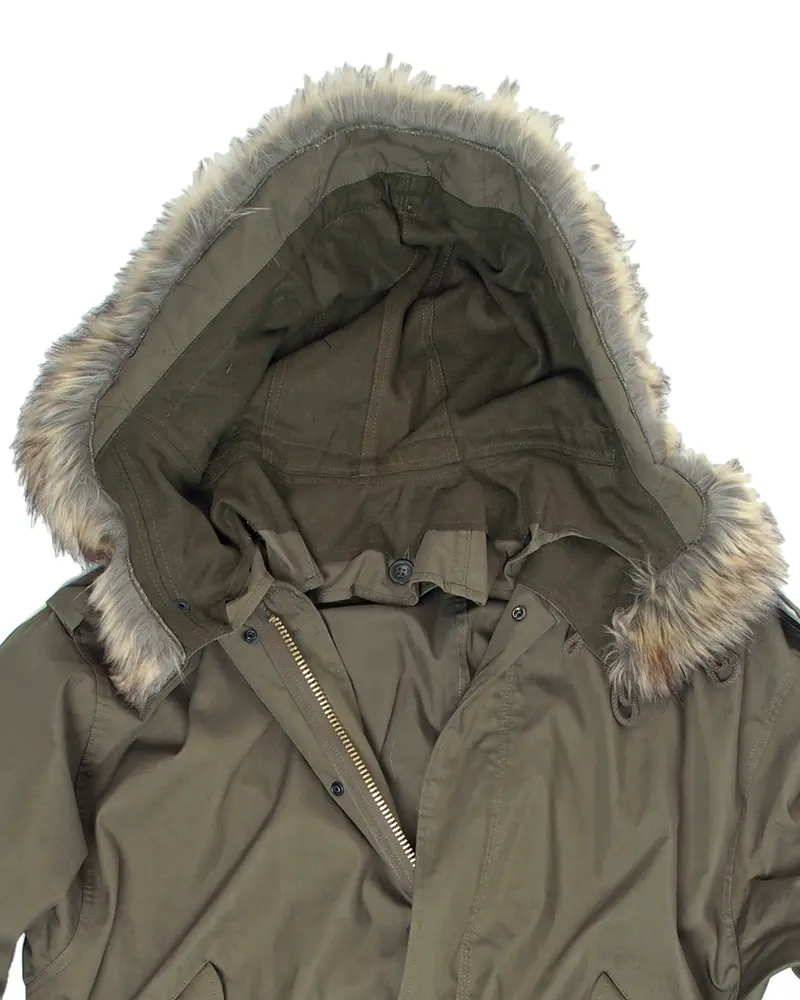 Mil-Tec Parka Militar M51 con Capucha de Pelo Verde Oliva - Chaqueta Táctica Resistente