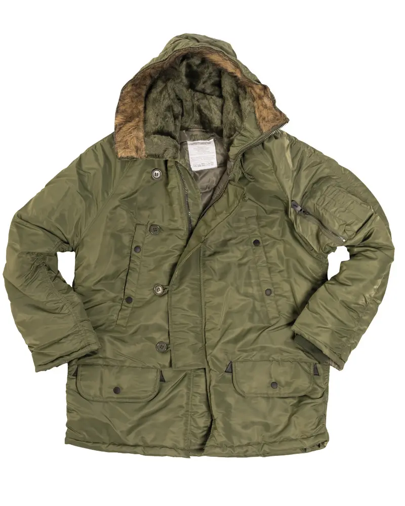 Mil-Tec Parka Militar N3B Basic Oliva - Chaqueta Aviador Táctica