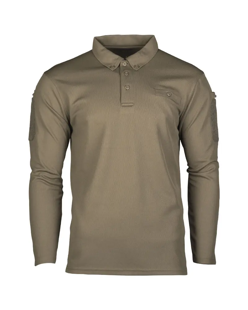 Mil-Tec Polo Táctico Quick Dry Manga Larga Oliva - Tecnología Secado Rápido