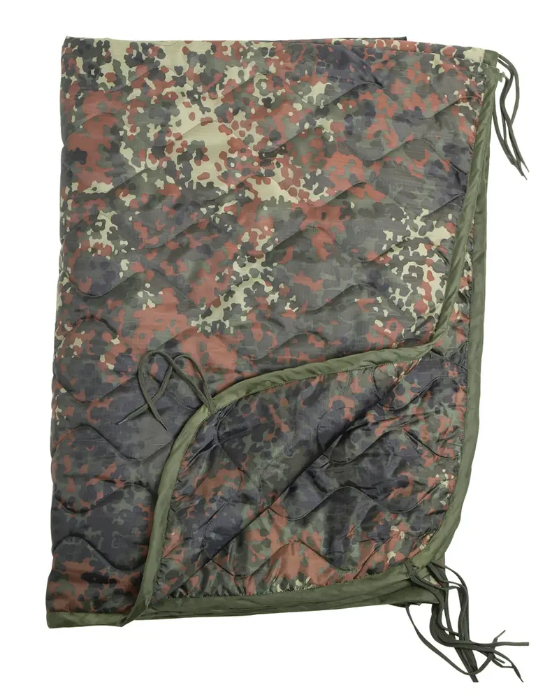 Mil-Tec Poncho Liner Flecktarn - Manta Acolchada Militar Ligera para Camping y Outdoor