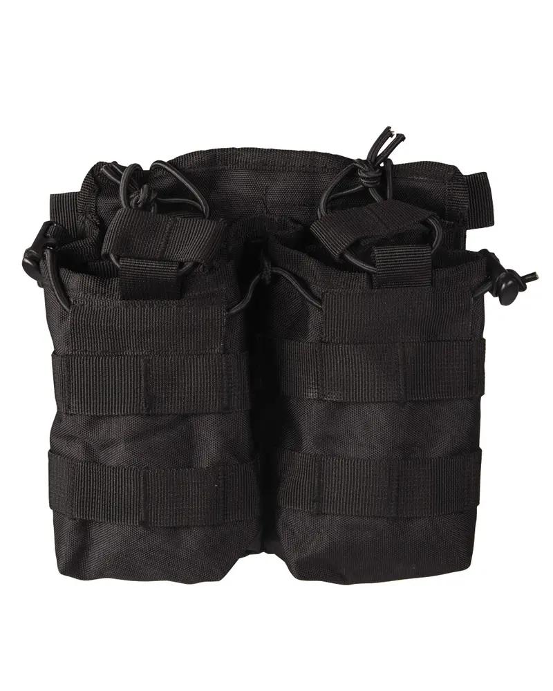 Mil-Tec Portacargadores Doble Open Top Negro - Sistema MOLLE Táctico