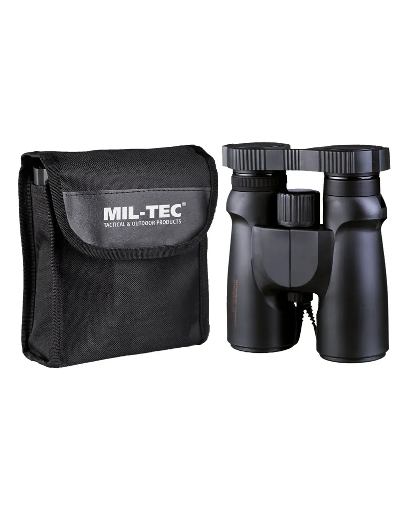 Mil-Tec Prismáticos Impermeables 8x42 Negro - Binoculares Profesionales para Caza y Observación