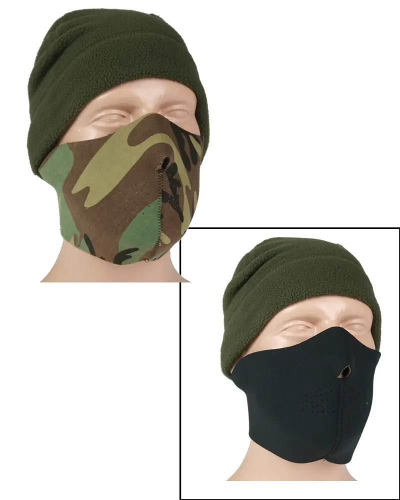 Mil-Tec Protector Facial de Neopreno Negro - Máscara de Protección Respiratoria