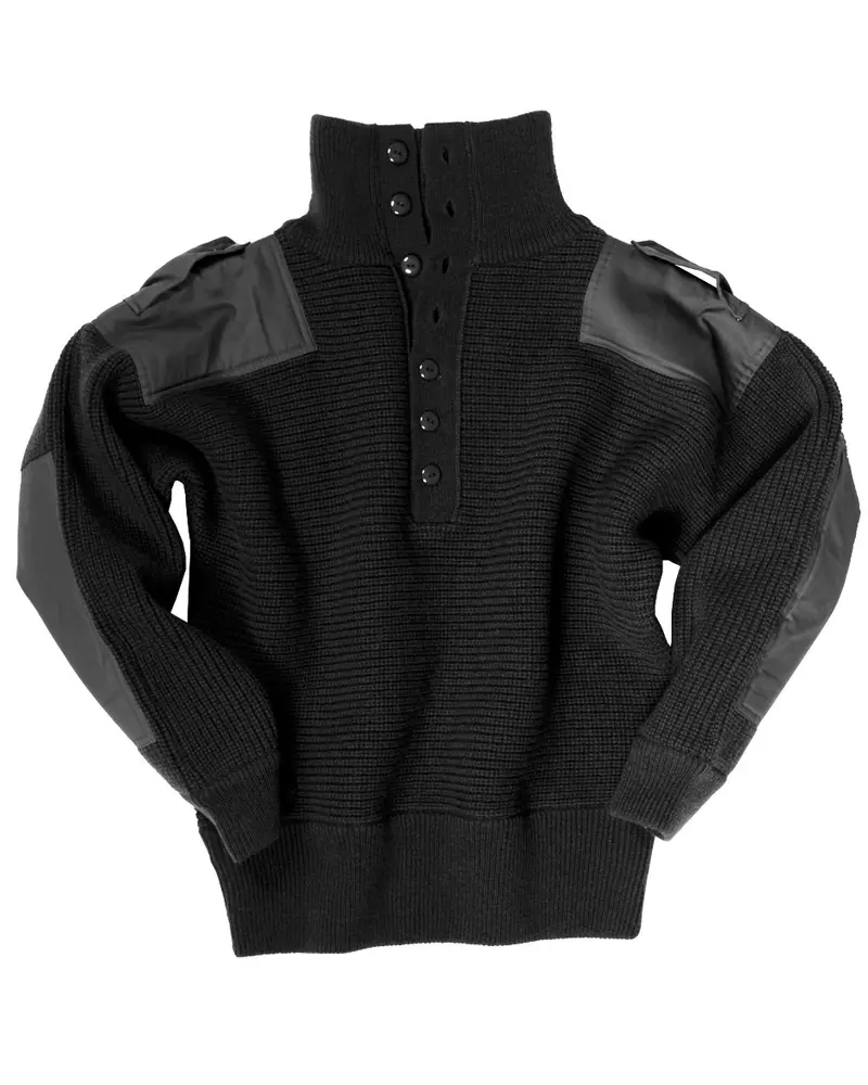 Mil-Tec Pullover Austriaco de Lana Negra - Jersey Militar Alpino