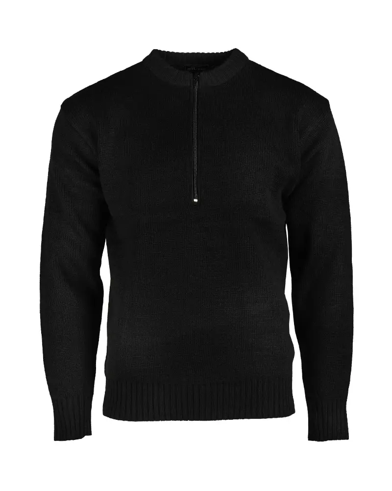 Mil-Tec Pullover Militar Suizo con Cremallera Negro - Chaqueta Táctica Resistente