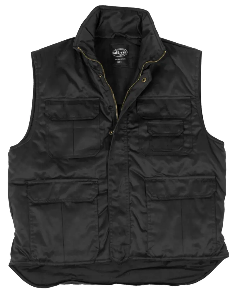 Mil-Tec Ranger Chaleco Táctico Acolchado Negro - Sistema MOLLE Compatible