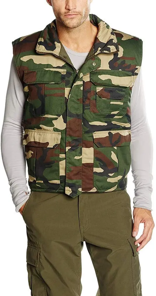 Mil-Tec Ranger Weste Gef. Woodland - Chaleco Táctico Camuflaje para Caza y Tiro Deportivo