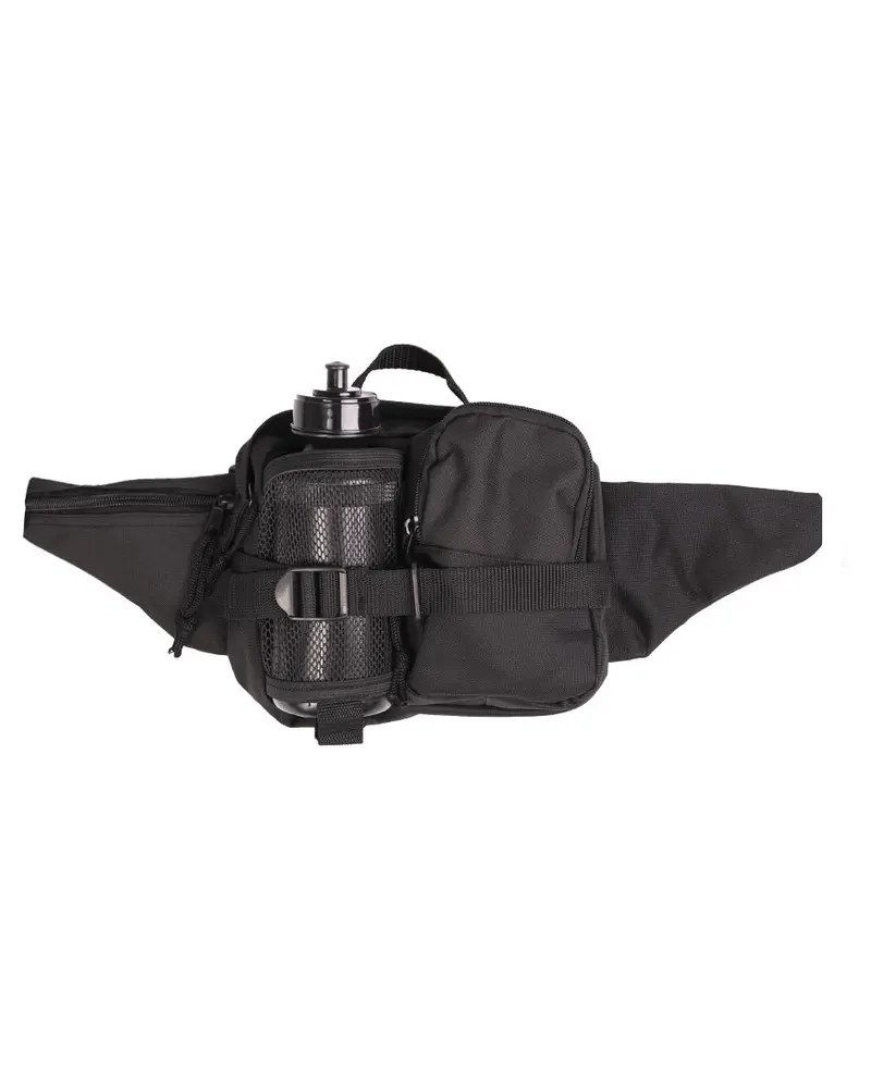 Mil-Tec Riñonera Táctica con Portabotella Negro - Gürteltasche Militar