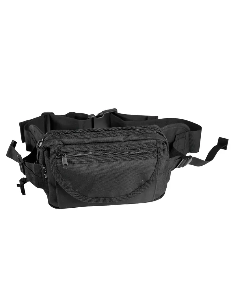 Mil-Tec Riñonera Táctica Grande Negra - Bolsa de Cintura Resistente para Actividades Outdoor