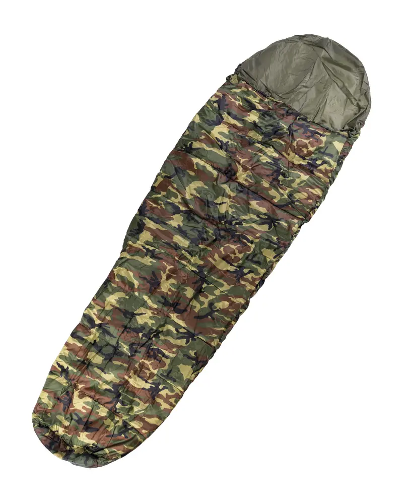 Mil-Tec Saco de Dormir Commando Woodland - Saco Militar Camuflaje para Camping y Supervivencia