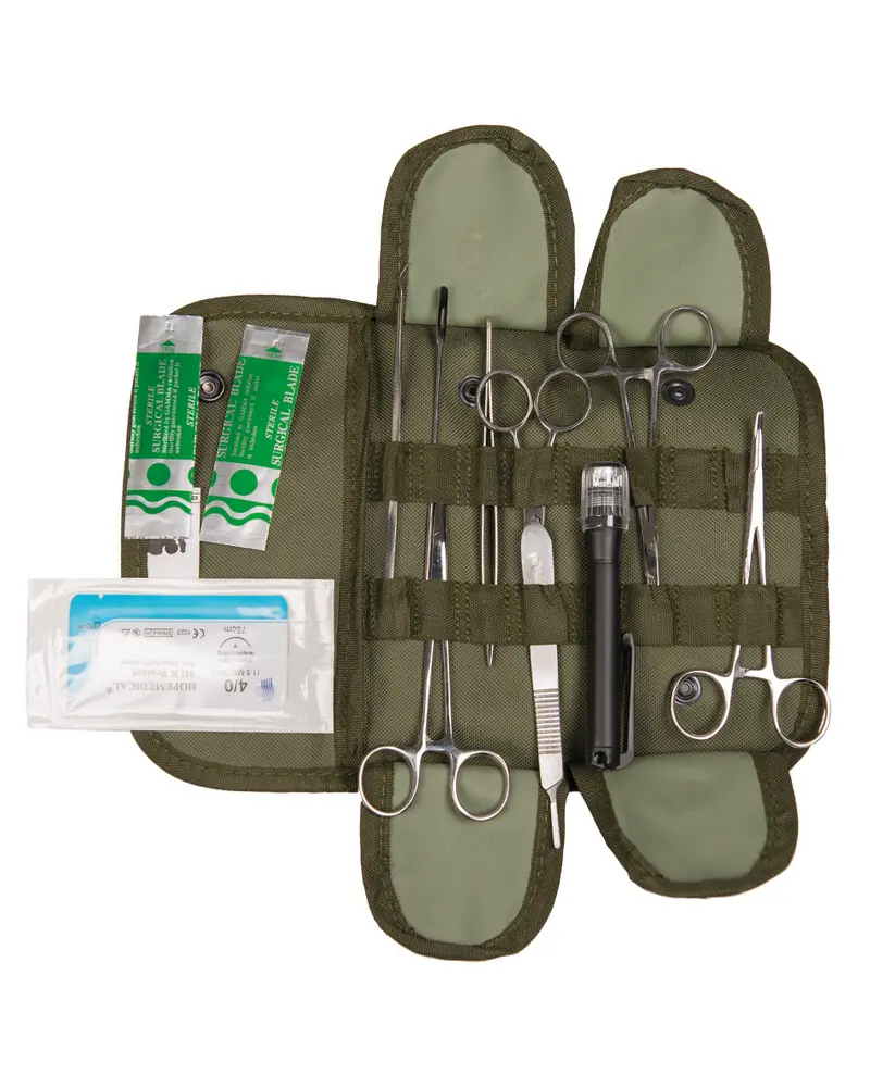 Mil-Tec Set Quirúrgico US Surgical 12 Piezas - Kit Médico Profesional Emergencias