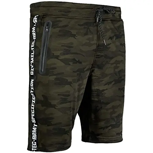 Mil-Tec Shorts de Entrenamiento Woodland - Pantalón Corto Militar Camuflaje