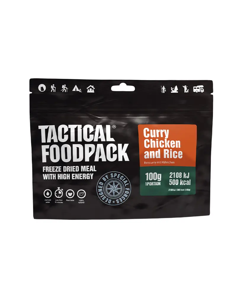 Mil-Tec Sobre Comida Táctica Pollo al Curry con Arroz 128g - Tactical Foodpack