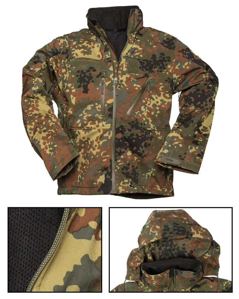 Mil-Tec Softshell SCU 14 Flecktarn - Chaqueta Táctica Militar Camuflaje