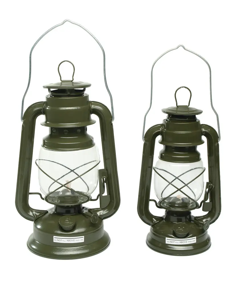 Mil-Tec Sturmlaterne Farol de Tormenta Oliva 23cm - Linterna Vintage Resistente al Viento