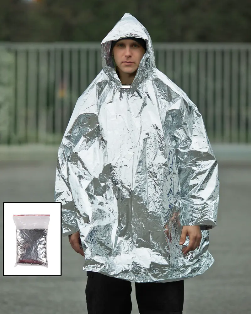 Mil-Tec Survival Poncho Silber - Poncho de Supervivencia Impermeable