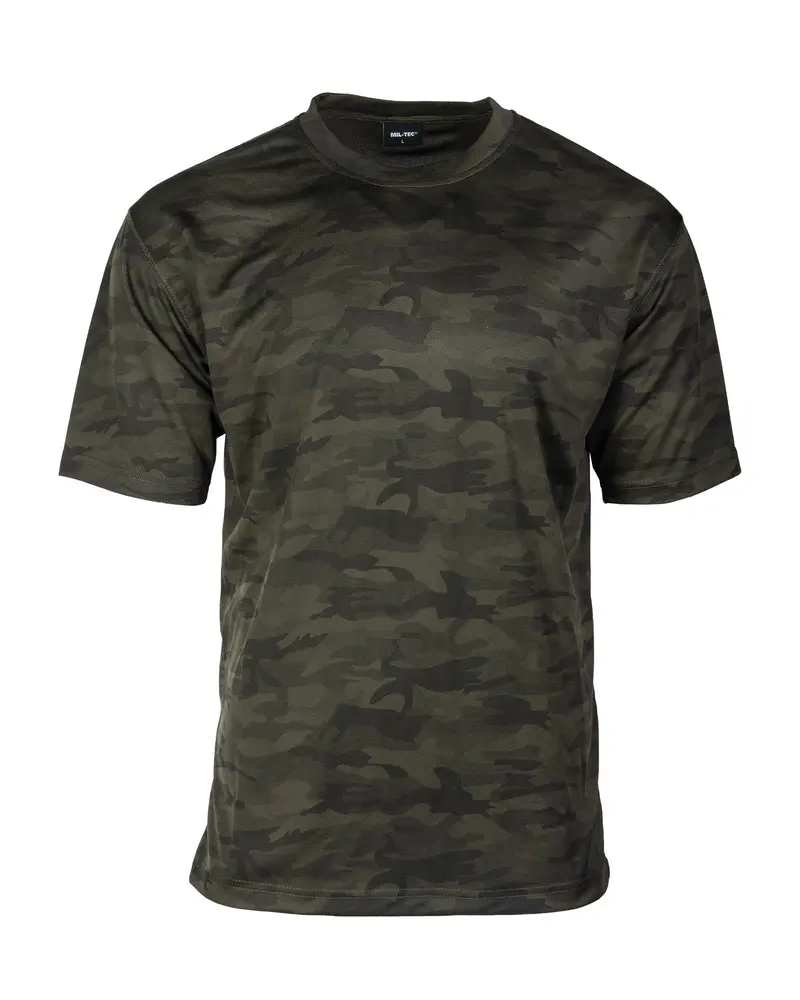Mil-Tec T-Shirt Mesh Woodland - Camiseta Táctica de Malla Camuflaje