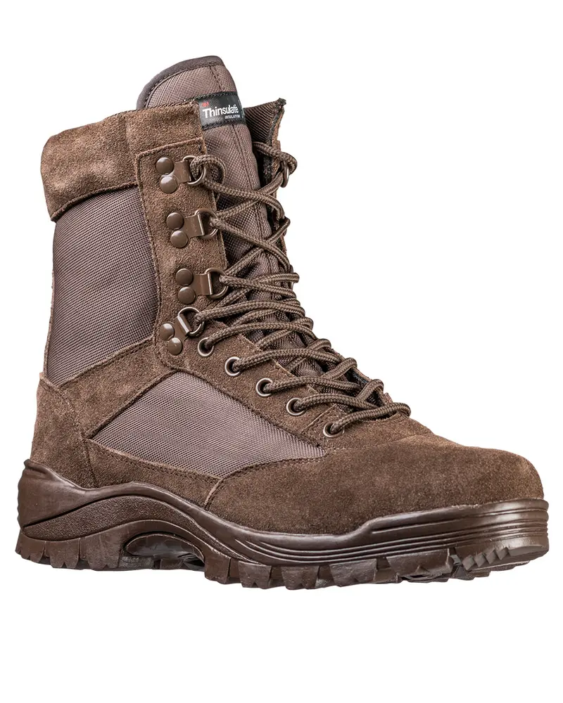 Mil-Tec Tactical Boot M.YKK Zipper Braun - Bota Táctica Profesional con Cremallera