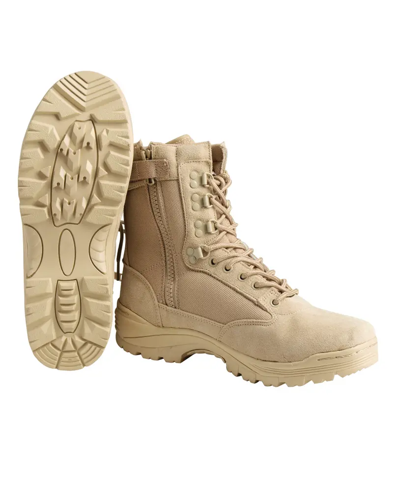 Mil-Tec Tactical Boot M.YKK Zipper Khaki - Bota Táctica Militar con Cremallera