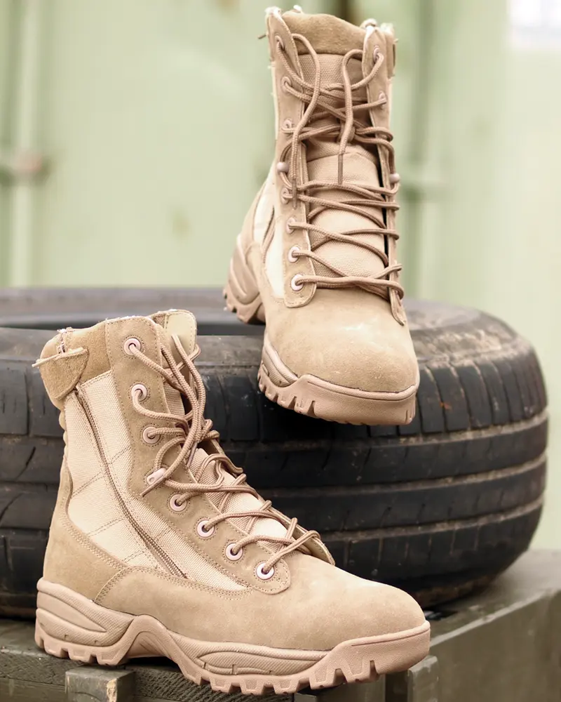 Mil-Tec Tactical Boot Two-Zip Coyote - Bota Táctica Militar con Doble Cremallera