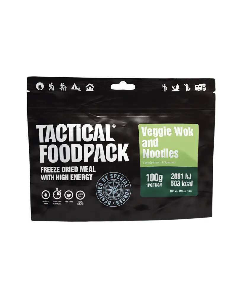 Mil-Tec Tactical Foodpack Veggie Wok and Noodles - Comida Táctica Vegetariana Lista para Consumir