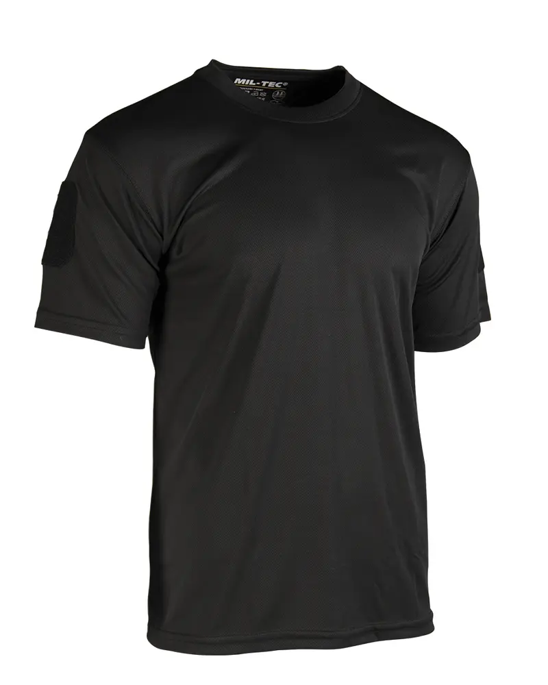 Mil-Tec Tactical Quick Dry T-Shirt Negra - Camiseta Táctica de Secado Rápido