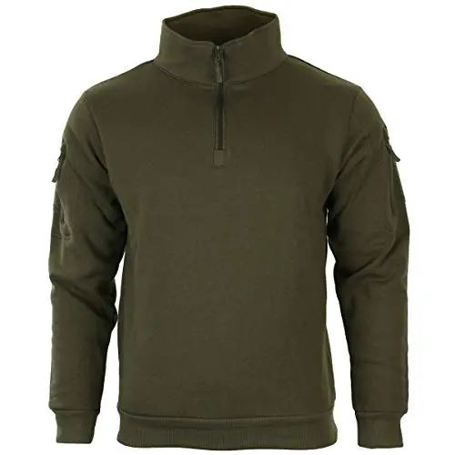 Mil-Tec Tactical Sweatshirt M.Zipper Ranger Green - Sudadera Táctica con Cremallera