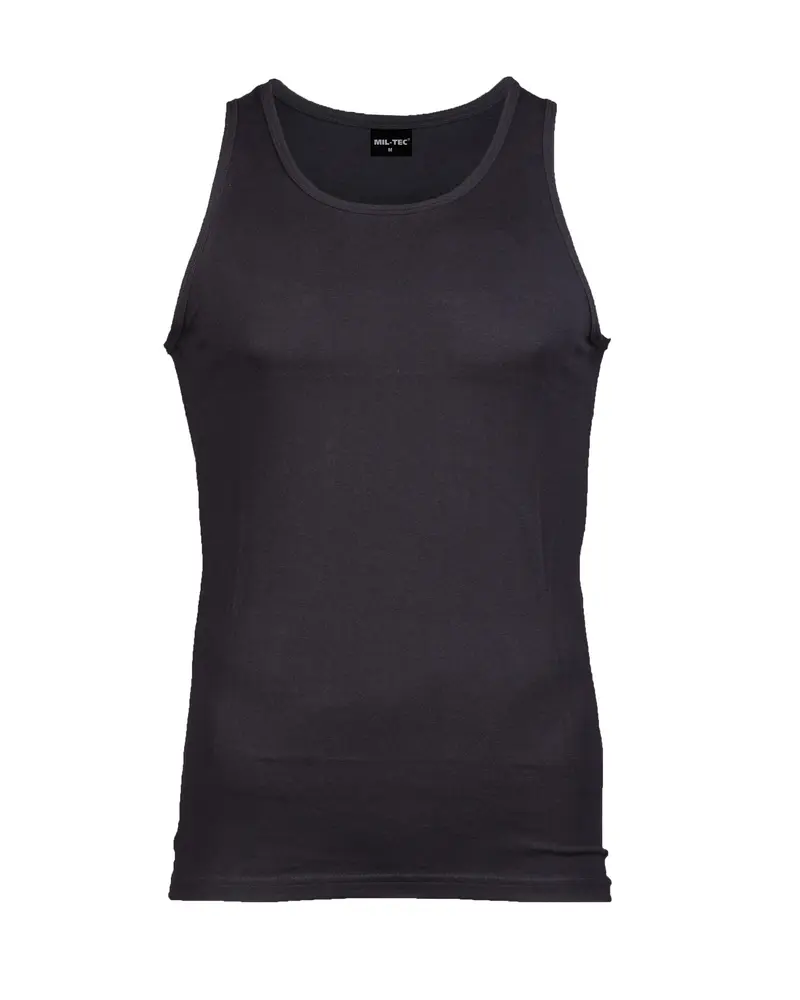 Mil-Tec Tank Top Cotton Negro - Camiseta de Tirantes Algodón