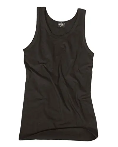 Mil-Tec Tank Top Cotton Schwarz - Camiseta Sin Mangas Negra de Algodón