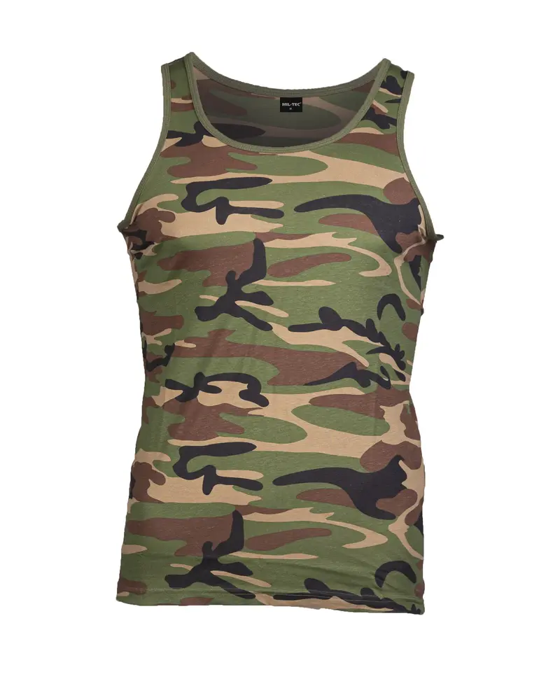 Mil-Tec Tank Top Cotton Woodland - Camiseta Tirantes Camuflaje Militar