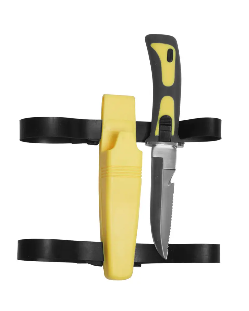 Mil-Tec Taucher Messer Frogman Amarillo - Cuchillo de Buceo Táctico Profesional