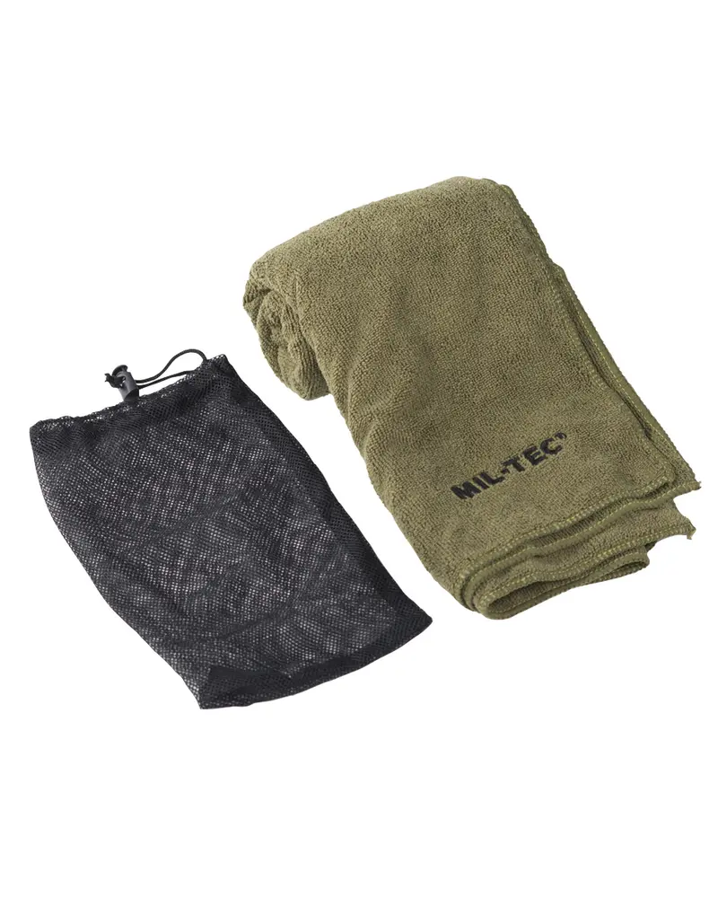 Mil-Tec Toalla Microfibra 120x60cm Verde Oliva - Ultraligera y Absorción Rápida