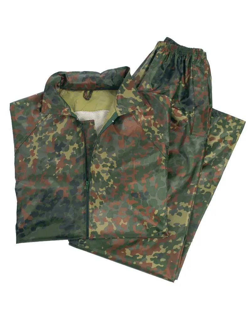 Mil-Tec Traje de Lluvia Flecktarn - Conjunto Impermeable Camuflaje Alemán
