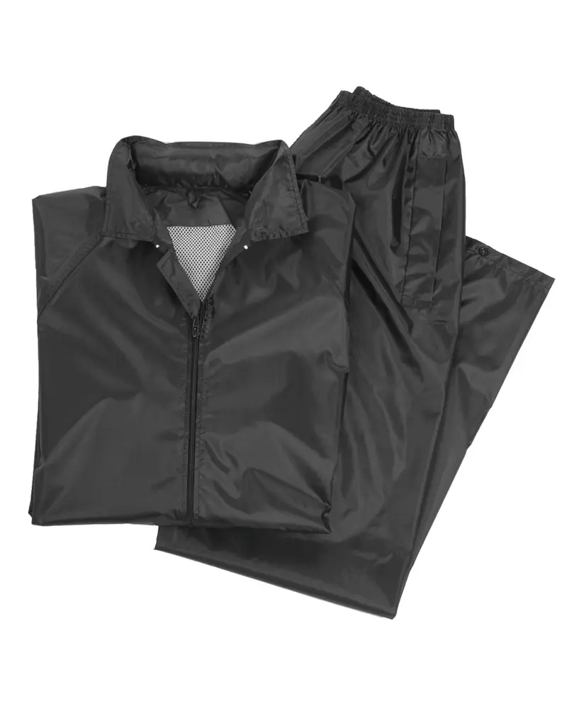 Mil-Tec Traje Impermeable Negro - Conjunto Completo de Protección