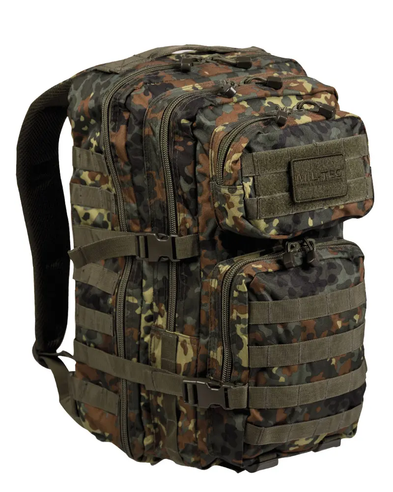 Mil-Tec US Assault Pack LG Flecktarn - Mochila Táctica Militar Gran Capacidad Sistema MOLLE
