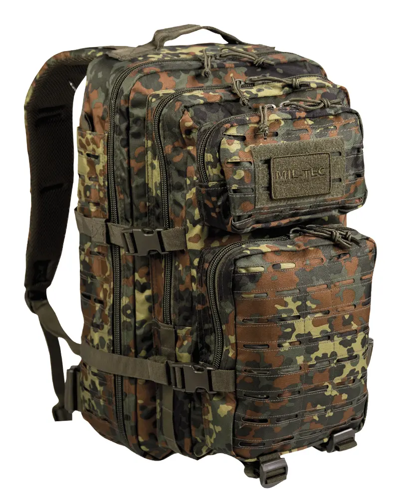 Mil-Tec US Assault Pack LG Laser Cut Flecktarn - Mochila Táctica Militar