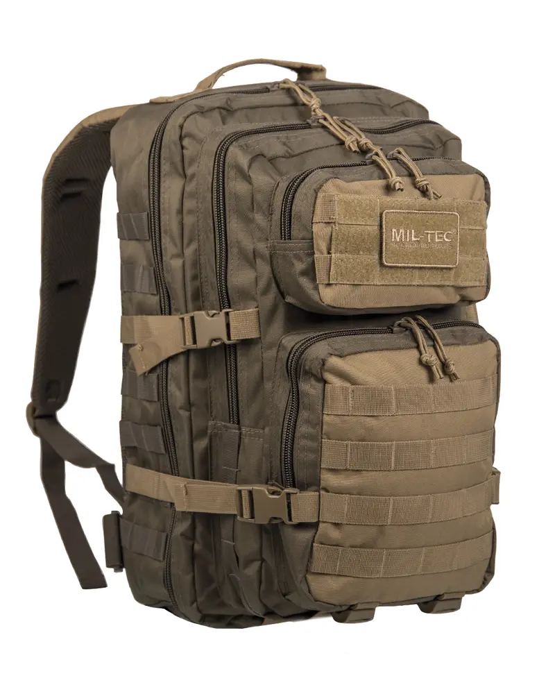 Mil-Tec US Assault Pack LG Ranger Green/Coyote - Mochila Táctica Militar Gran Capacidad
