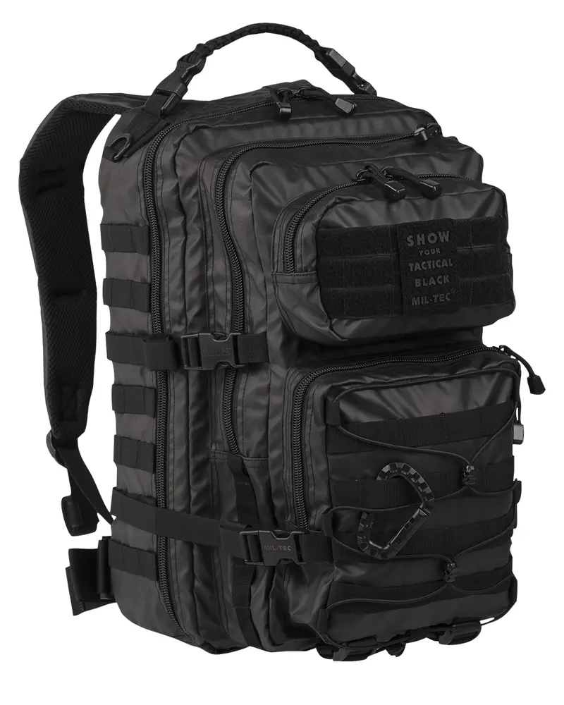 Mil-Tec US Assault Pack LG Tactical Black - Mochila Militar de Gran Capacidad