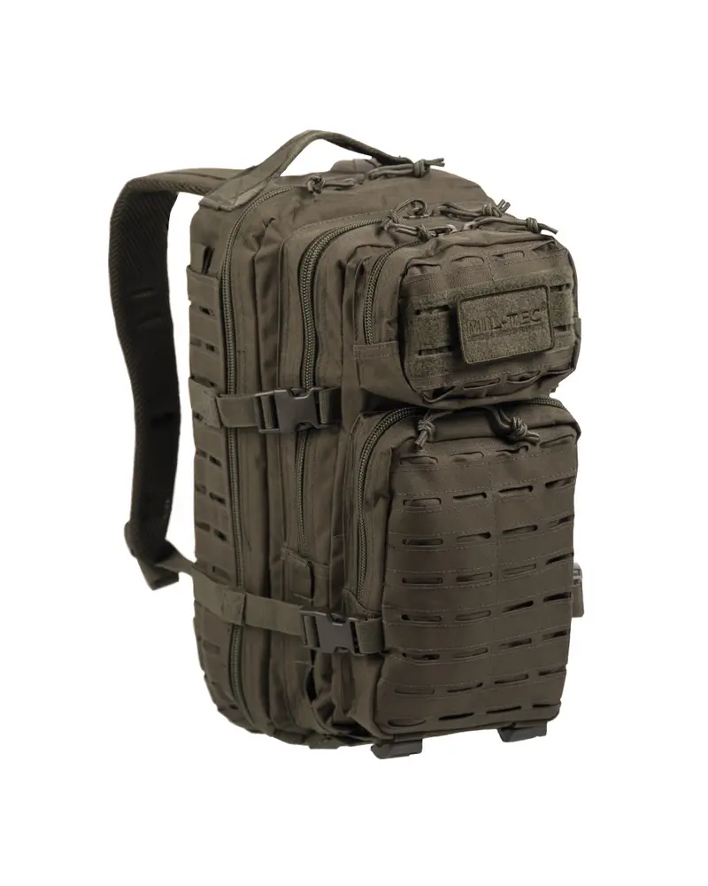 Mil-Tec US Assault Pack SM Laser Cut Oliva - Mochila Táctica Compacta MOLLE
